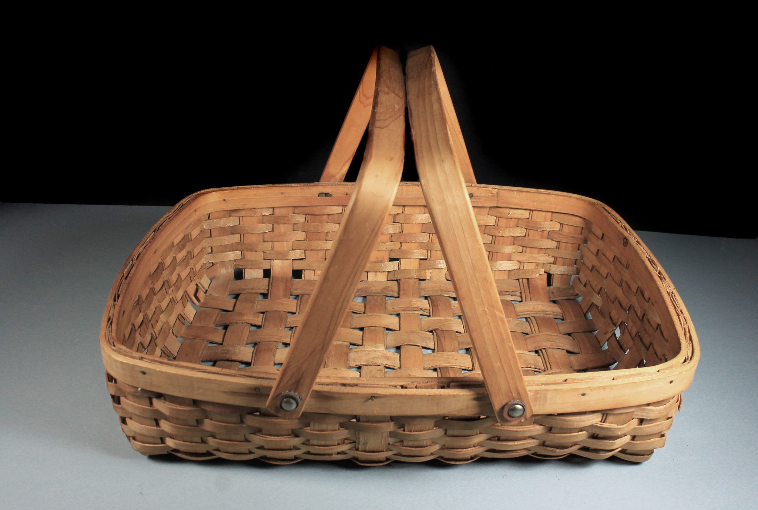 Gathering Basket, Woven Wood, Garden Basket, Market Basket, Storage