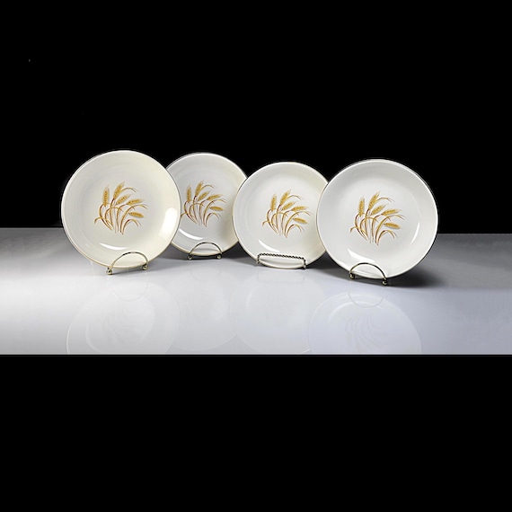 Vintage Homer Laughlin Golden Wheat Soup Bowls, Set of 4, Wheat Pattern China