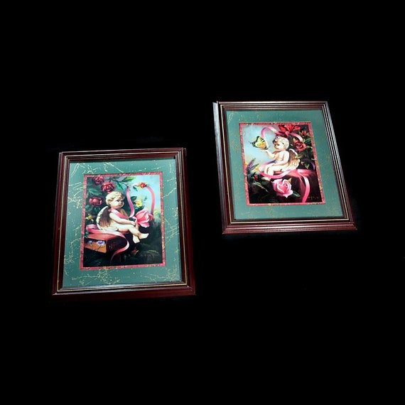 Cherub Framed Prints, Made in the USA, Art Prints, Fine Art, Home Decor, Set of 2