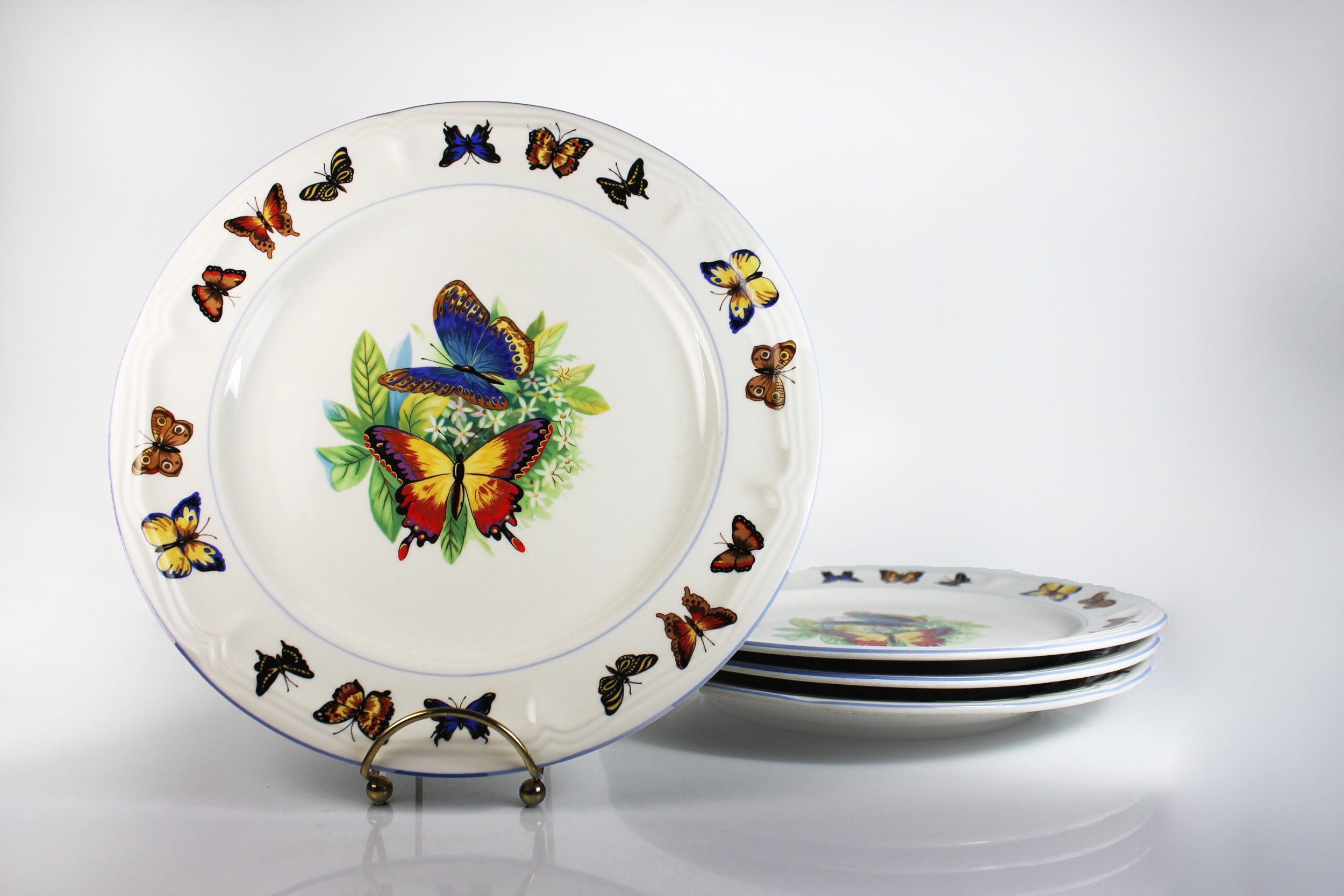 Dinner Plates, Tabletops Unlimited, Butterflies, Set of 4