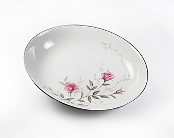 Oval Vegetable Bowl, Towne China, Roselle, Pink Roses and Gray Leaves, Fine China