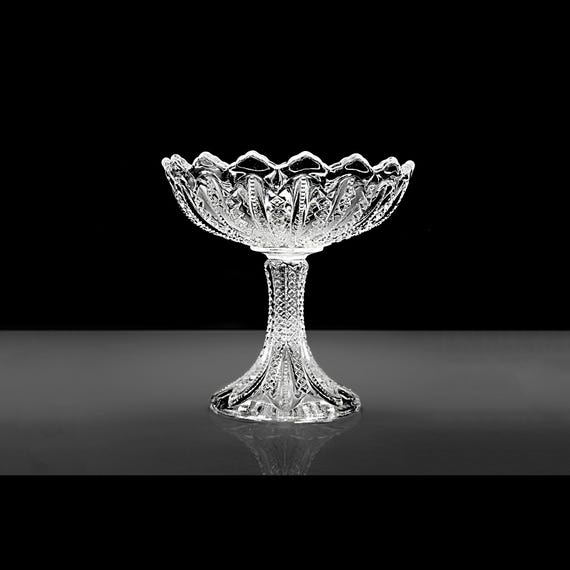 Duncan’s Sons Mardi Gras EAPG Glass Compote, Early American Pressed Glass, 1898 Pedestal Dish