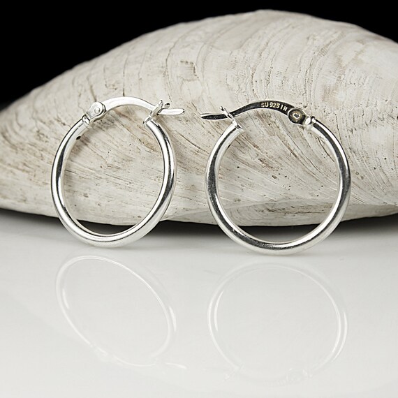 Sterling Silver Hoop Earrings .75 Inch Womans Gift Jewelry SU