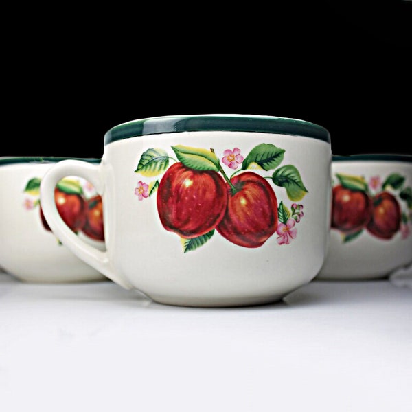 Jumbo Mug, China Pearl, Casuals, Apples, Soup Mugs, Set of 4, 20 Ounce