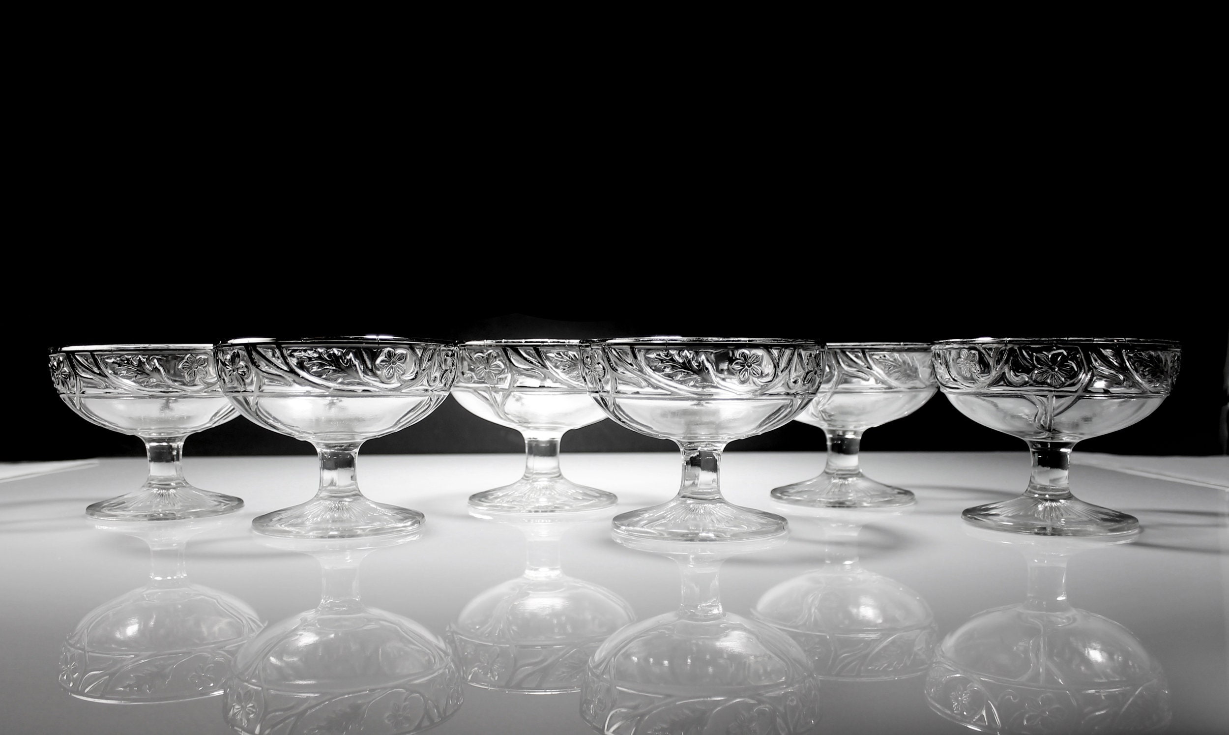 Antique Dessert Bowls, Sterling Silver Overlay, Silver on Glass