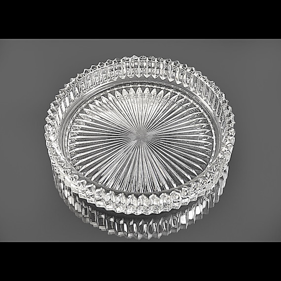 Vintage Heisey Ridgeleigh Glass Bowl, Ribbed Glass, Depression Glass Centerpiece