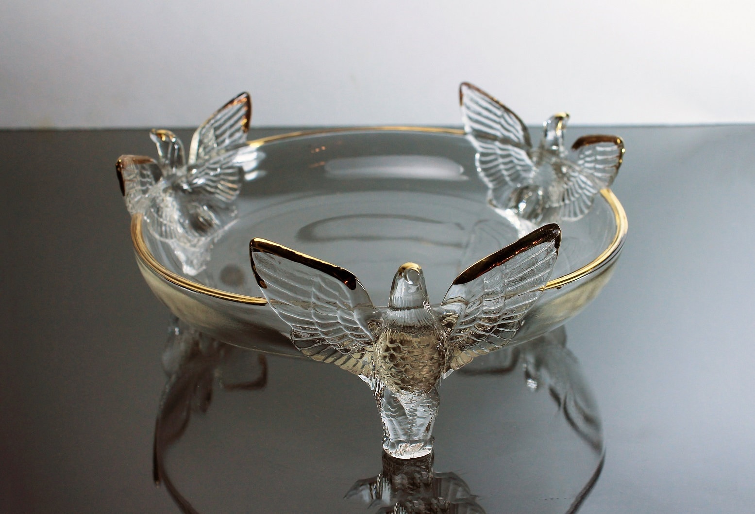Three Toed Eagle Bowl, Glass, Winged Eagles, Clear Glass