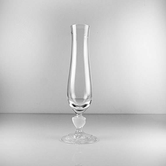 Crystal Footed Bud Vase, Cristal D'Arques-Durand, Lucia, Made for Avon, Frosted Rose Foot