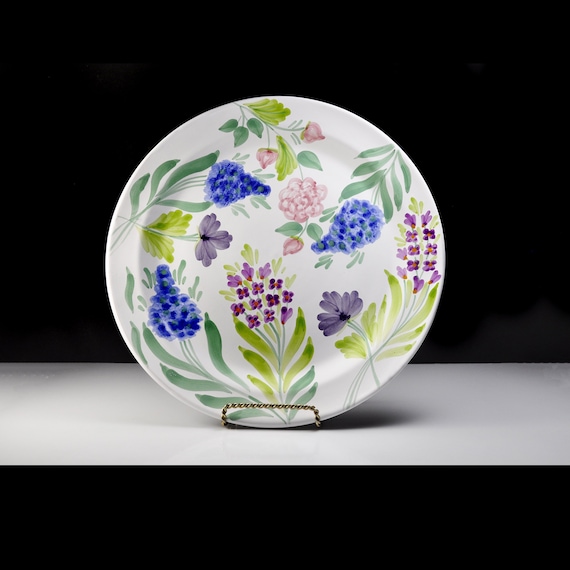 Chop Plate Mesa International, 13 Inch, Flower Pattern, Hand Painted