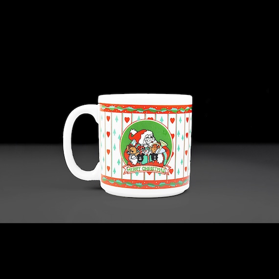 Merry Christmas Santa Mug, 10 oz Holiday Coffee Cup, Festive Drinkware