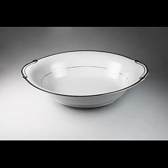 Oval Vegetable Bowl, Harmony House, Silver Melody, Platinum Trim, Fine China, White, 10 inch