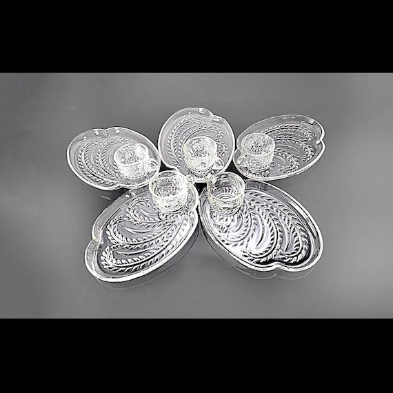 Snack Sets with Federal Glass Hospitality Trays & Jeannette Fruit Cups – Set of 5