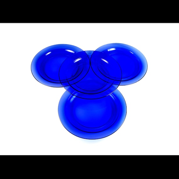 Arcoroc France Directoire Sapphire Salad Plates, Set of 4, Cobalt Blue