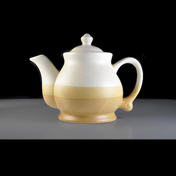 Vintage Taiwan Stoneware Speckled Tan & Cream Ceramic Tea Pot, 3 Cup