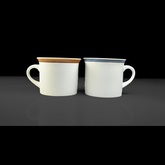 Royal Doulton Cinnamon & Biscay Mugs – Set of 2 – 1973 Lambeth Stoneware – 8 oz Coffee Cups – Made in England – Vintage Kitchenware