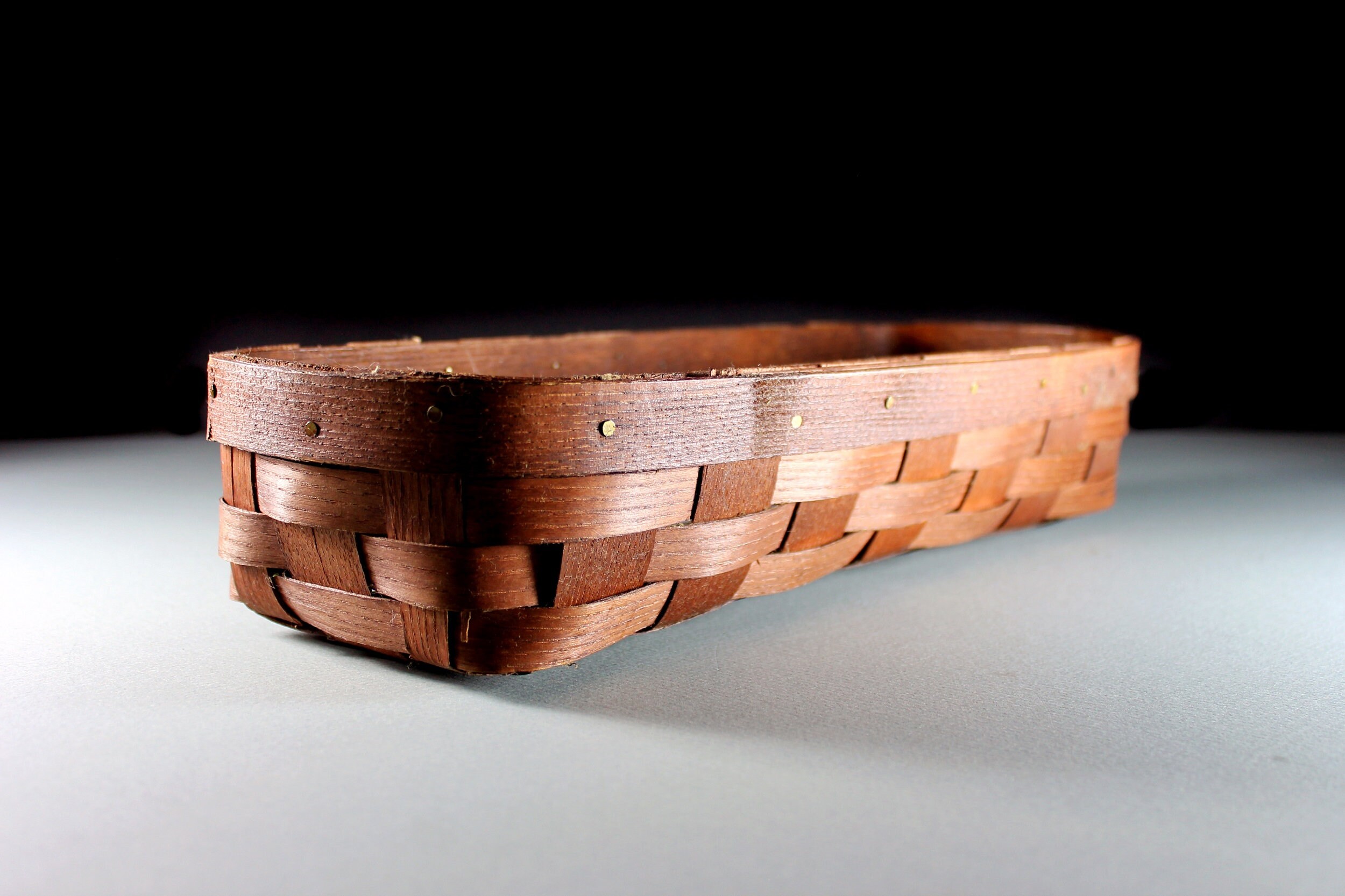 Decorative Basket, Woven Wood, Bread Basket, Storage, Long and Narrow