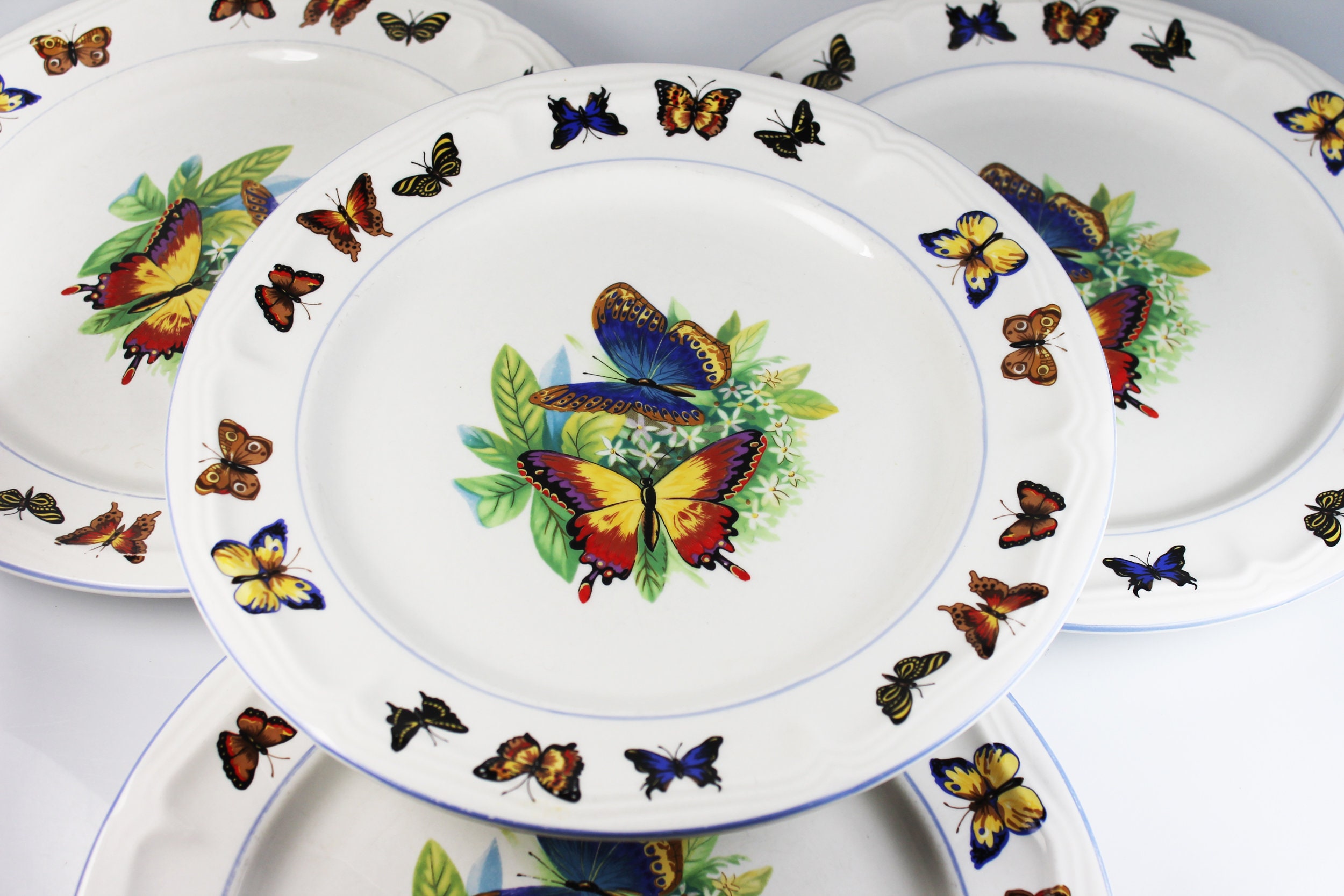 Dinner Plates, Tabletops Unlimited, Butterflies, Set of 4