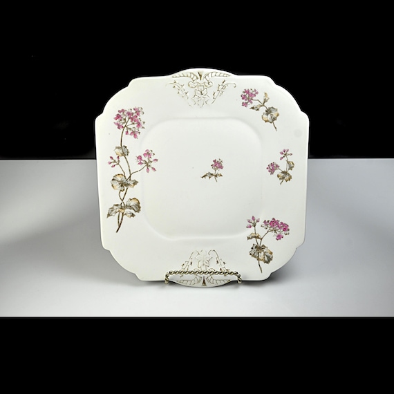 Antique Haviland Limoges Serving Tray, Schleiger 1306 Pink Floral, CFH GDM France