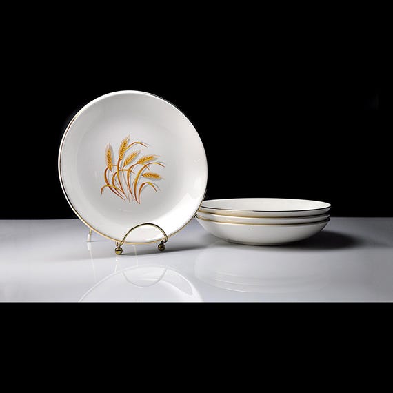Vintage Homer Laughlin Golden Wheat Soup Bowls, Set of 4, Wheat Pattern China