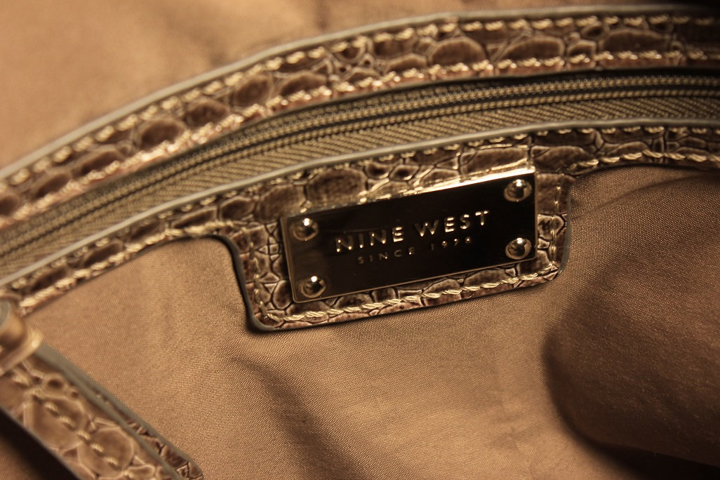 Shoulder Bag Nine West Tote Bag Faux Leather Faux Crocodile Grayish Brown Double Handled Like New Etsy UK
