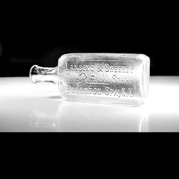 Antique Lansing & Sweeney Rexall Store Ballston Spa NY, Pharmacy Druggist Bottle, 7 Inch
