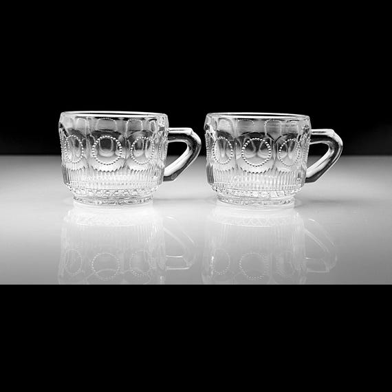 Vintage Tiffin Franciscan Bullseye Punch Cups, Set of Two, Mid Century Glass