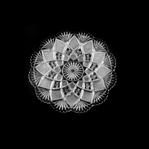 Antique EAPG Plate by Duncan's Sons George and Co - Paneled Diamond Block Pattern, 8 Inch