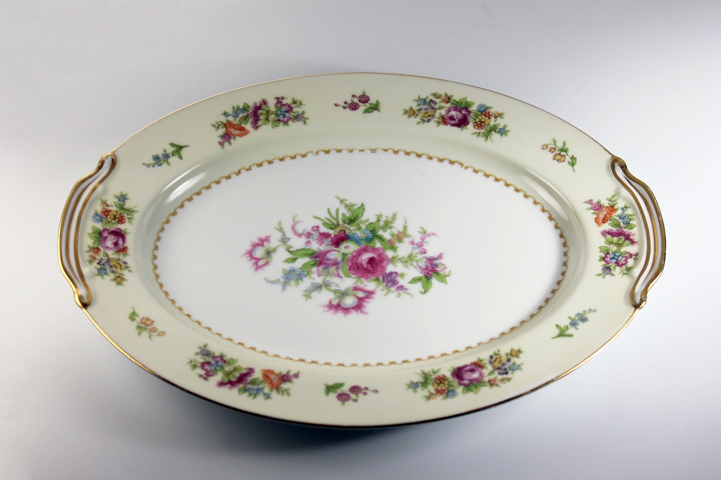 Noritake China Oval Platter, Empire, Occupied Japan, Floral Pattern, 12