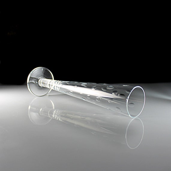 Crystal Flute Bud Vase, Oval Cuts, 10 Inch Vase, Clear Glass