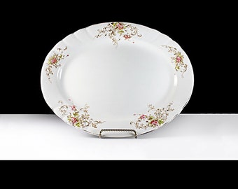 Antique Platter, Severn, 1898, The Crescent Pottery, Trenton New Jersey, White Granite Stoneware