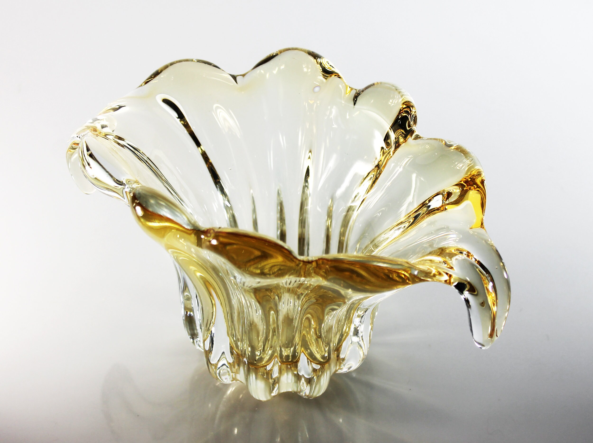 Art Glass Bowl, Display Bowl, Murano Style, Green and Gold, Decorative