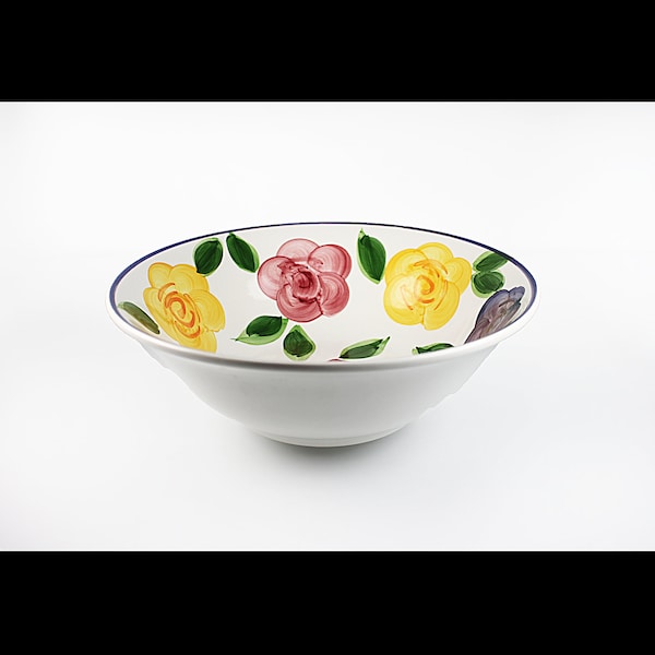 Vegetable Bowl, Tabletops Unlimited, Flora di Roma Rosa, Rose Pattern, 9.5 Inch Bowl