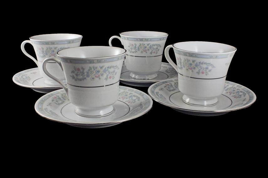 Footed Cups and Saucers, Fairfield Fine China, Versailles Pattern, Set