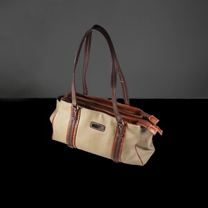 Faux Leather Handbag, Alfred Dunner, Three Zippered Compartments, Tan Bag,  Double Handled, Shoulder Bag