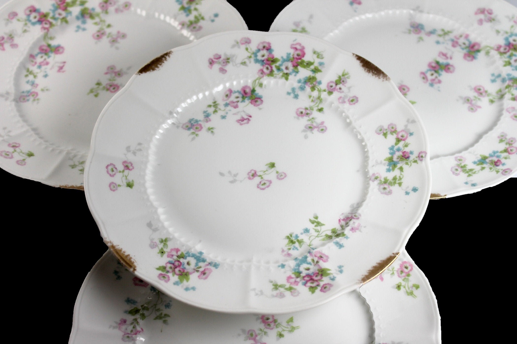 Antique Salad Plates, Charles Ahrenfeldt, Limoges Depose France, Pink
