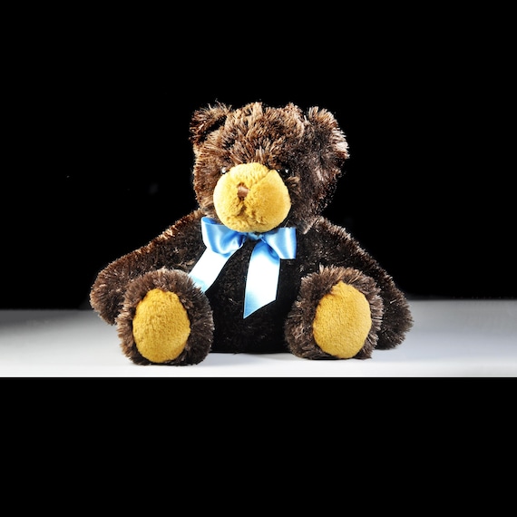 Mary Meyer Plush Teddy Bear – 9 Inch Brown Sitting Bear with Blue Ribbon