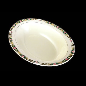 Oval Vegetable Bowl, Mount Clements, Floral Band, Pink Rose, Fine China, 9 Inch