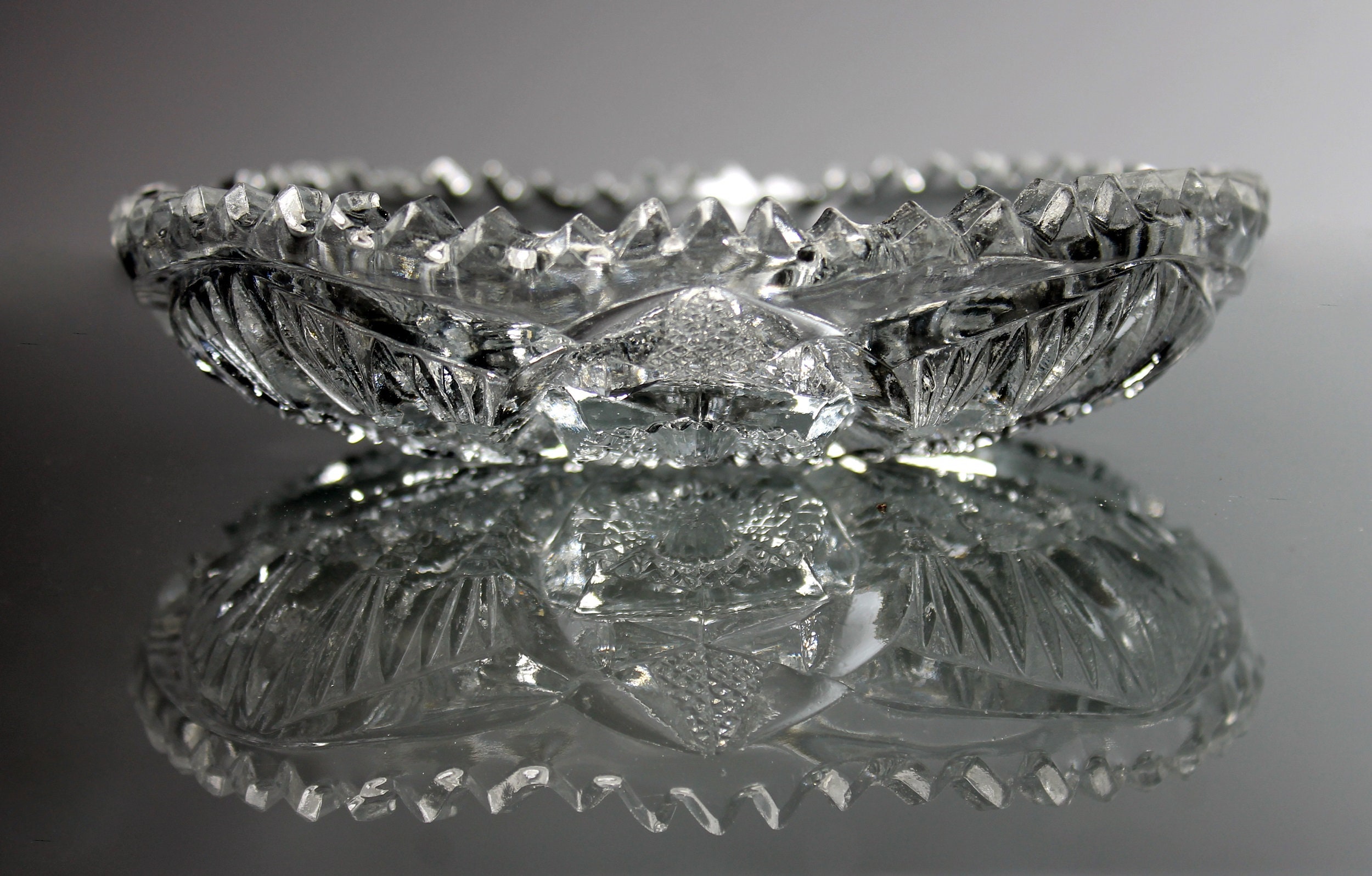 Antique EAPG Nappy Bowl, Imperial Glass, Hobstar, Clear Glass, 6 Inch