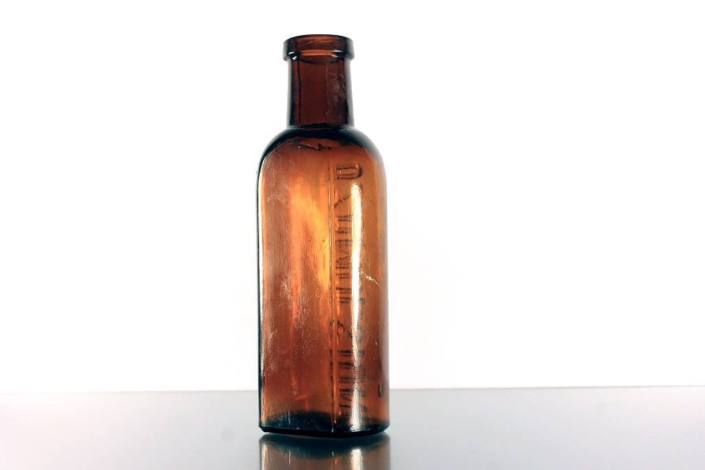 Vintage Oxol Bottle, Embossed Brown Amber Glass Bottle for Home Decor  Accent 