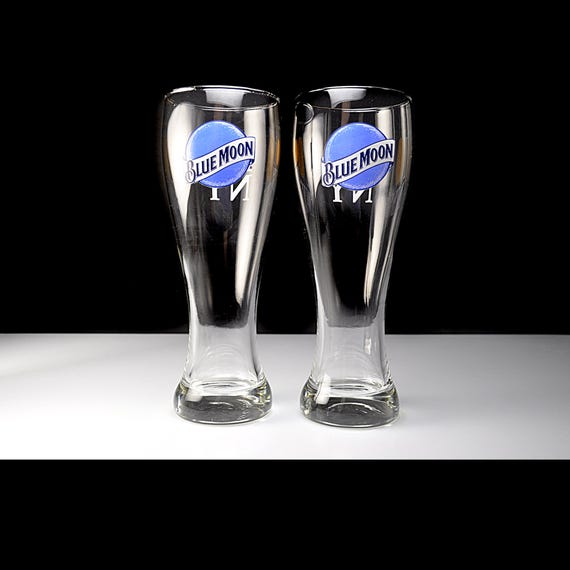 Blue Moon Beer Glasses, Set Of 2, 16 oz Pilsner Glass, I Love NY