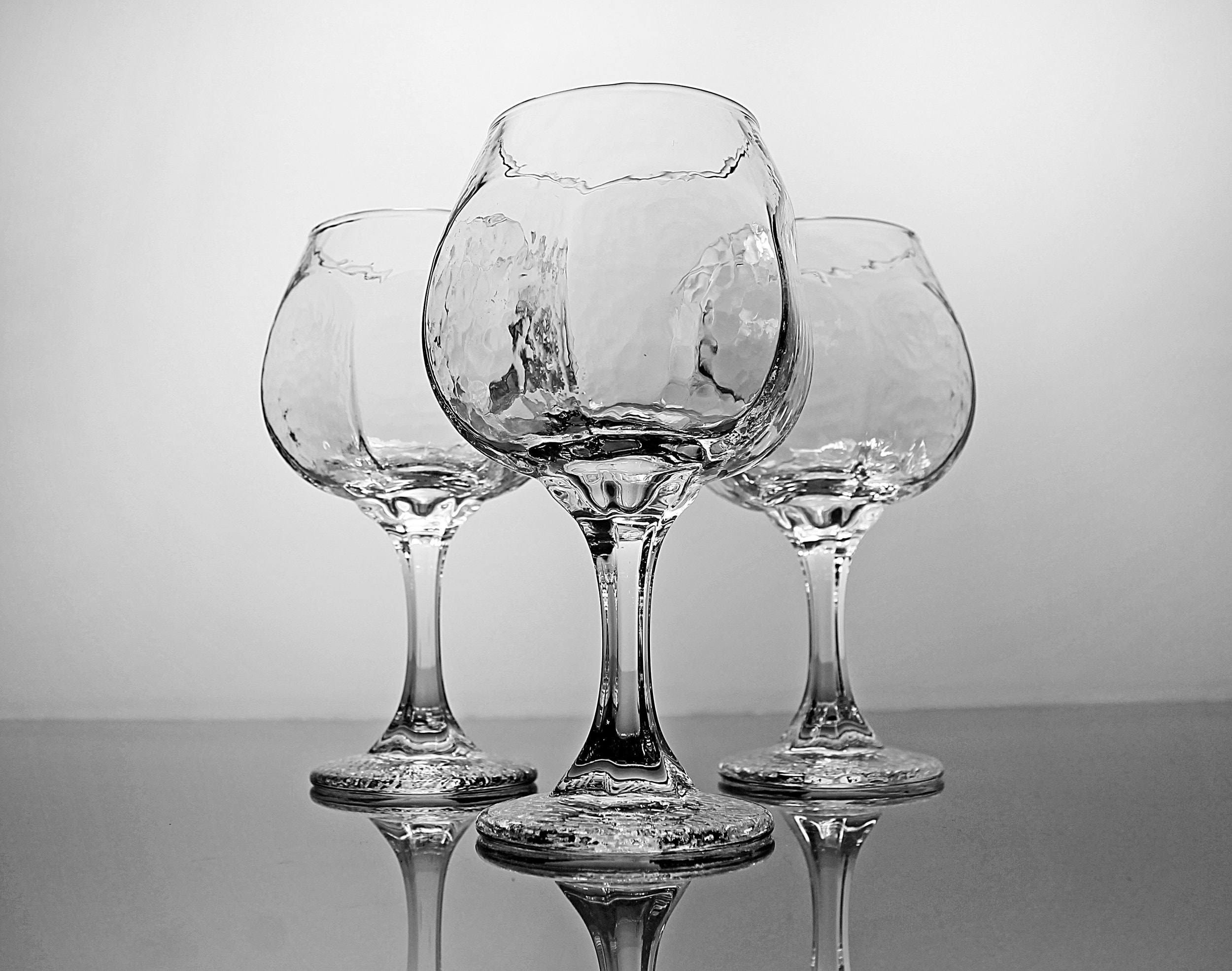 Wine Glasses, Libbey Glass Co, Chivalry, Textured Barware, Stemware