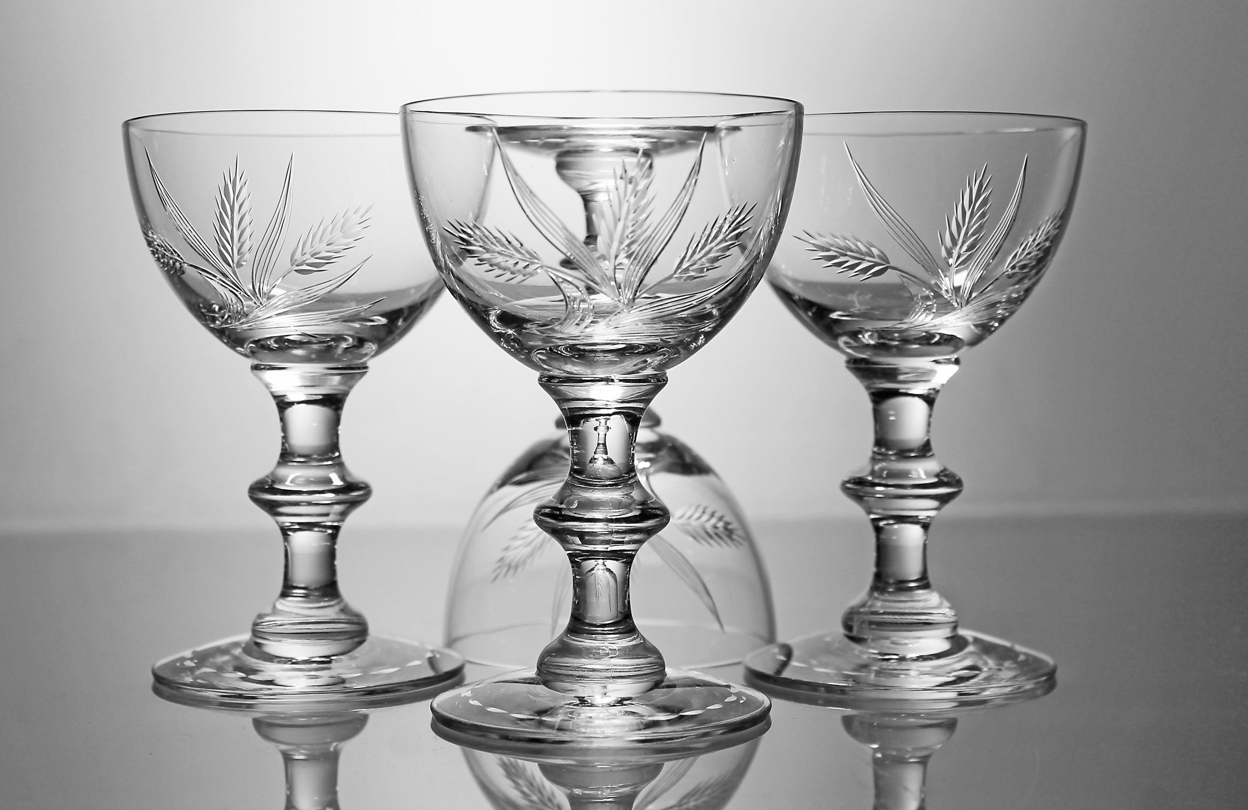 Variety Set 1 of Eight Vintage Depression and Elegant Glassware Cocktail  Glasses, Tiffin, Fostoria, Hawkes, Duncan and Miller, Etc. 