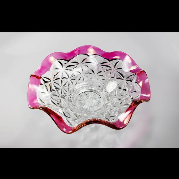 Tiffin-Franciscan Williamsburg Ruby Flashed Centerpiece Bowl, Crimped Edge, 12 Inch