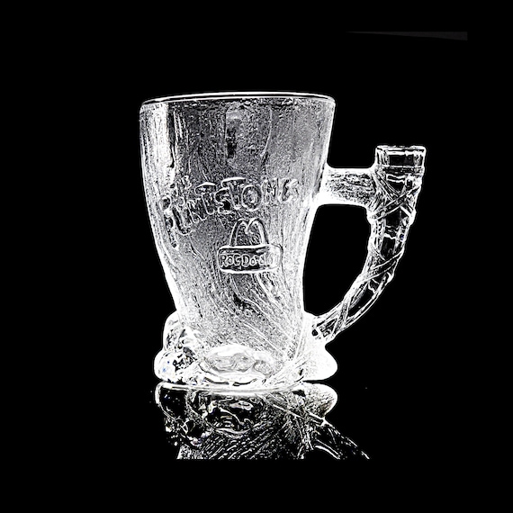 Flintstone RocDonald's Mammoth Mug, McDonald's Collectible Figural Mug, Clear Glass, 10 Ounce