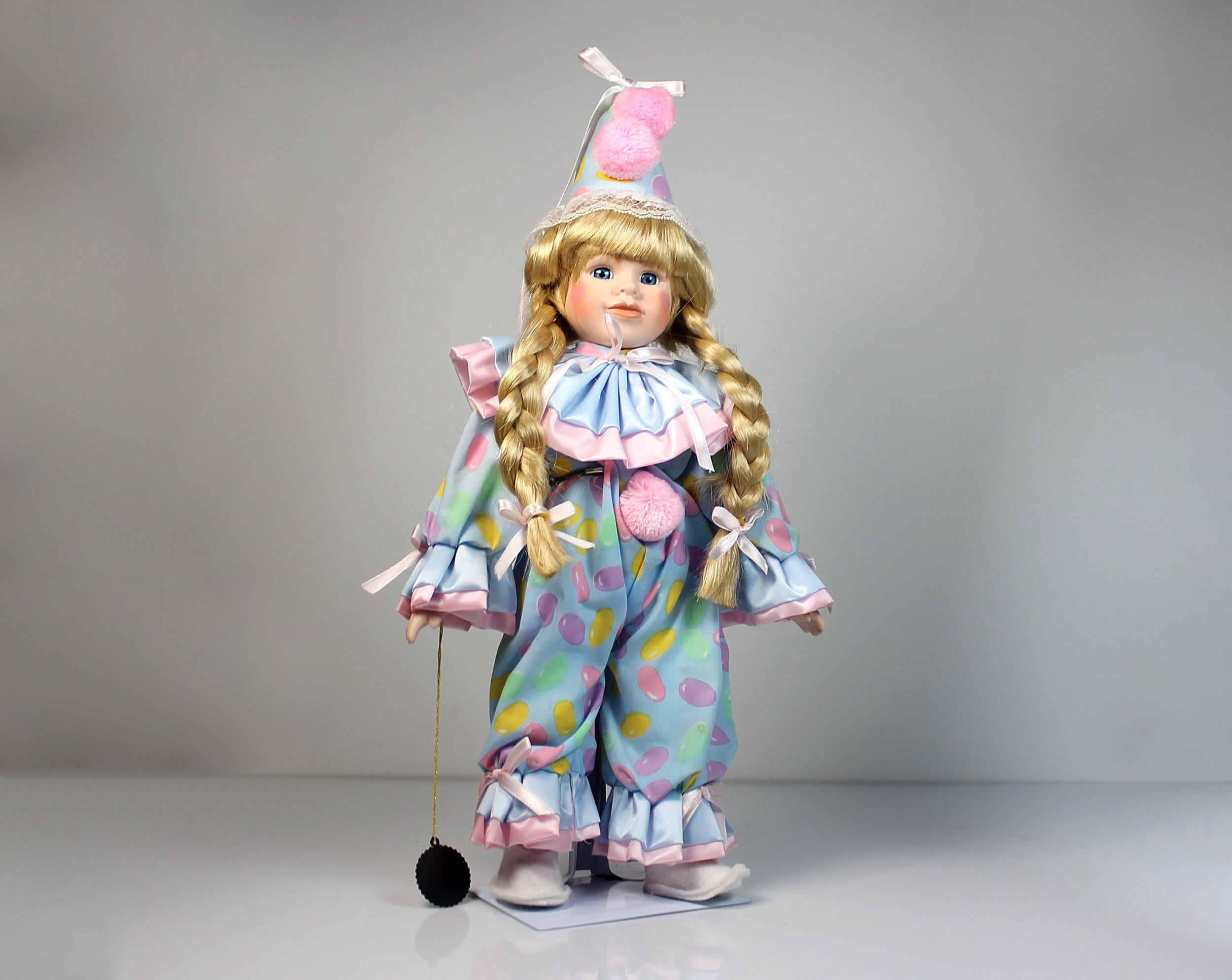 Porcelain Doll, Brinn's, Jelly Bean Clown, Display Doll, Hand Painted