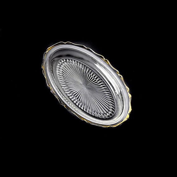 Jeanette Glass Pickle Bowl/Relish Dish with Gold Trim, 1960s