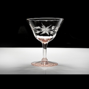 Pink Depression Glass Cocktail Glass – Optic Paneled Coupe, 1930s-1940s Elegant Glassware