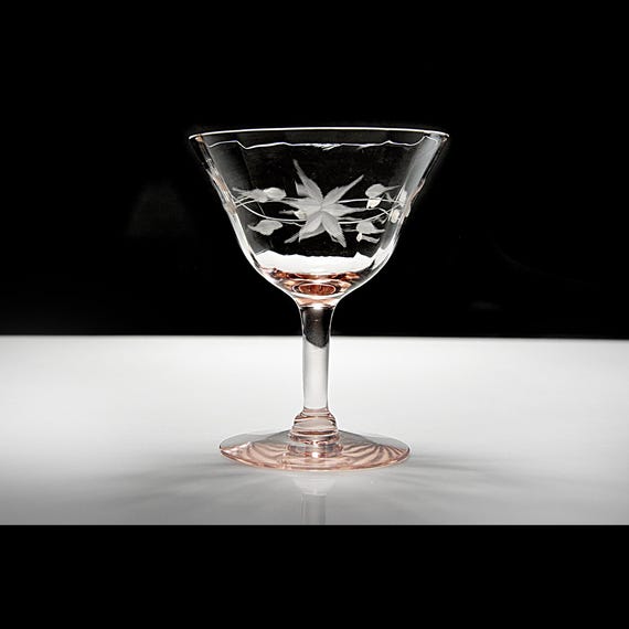 Pink Depression Glass Cocktail Glass – Optic Paneled Coupe, 1930s-1940s Elegant Glassware