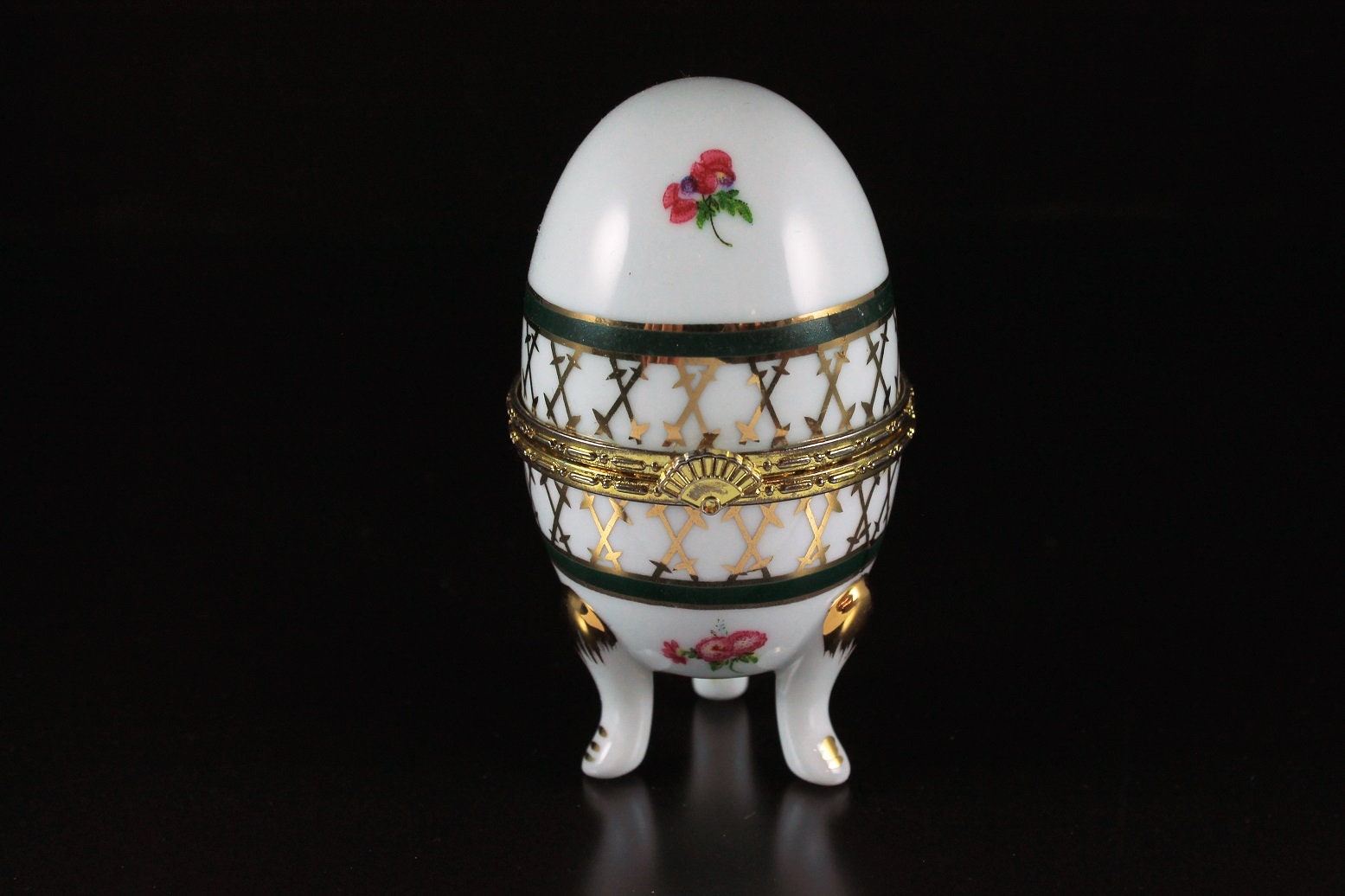 Egg Trinket Box Footed, Egg Ring Box, Hinged Porcelain, White Porcelain