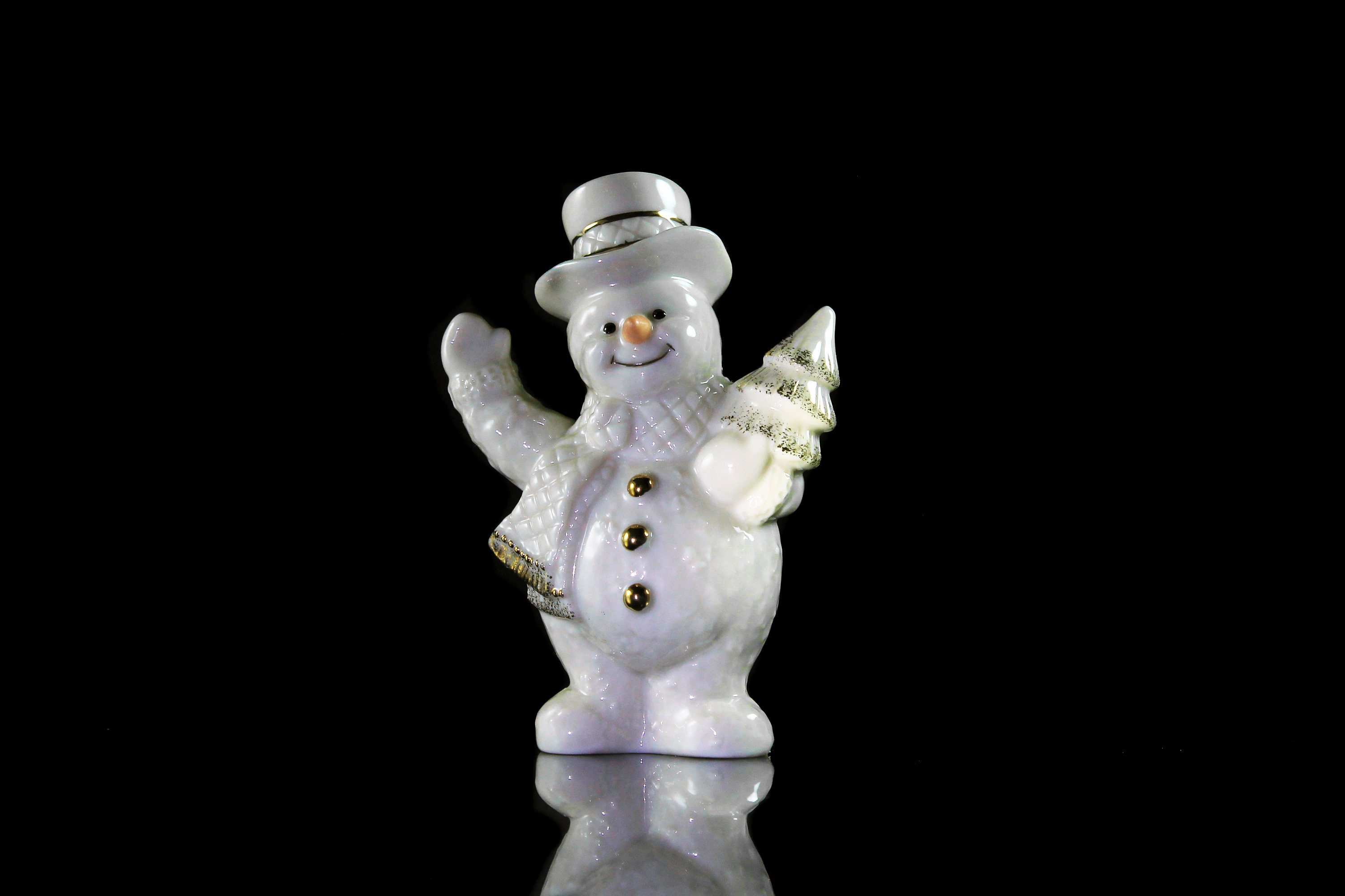 Lenox Snowman Figurine, Winter Ornament, Winter Decor, Snowman with
